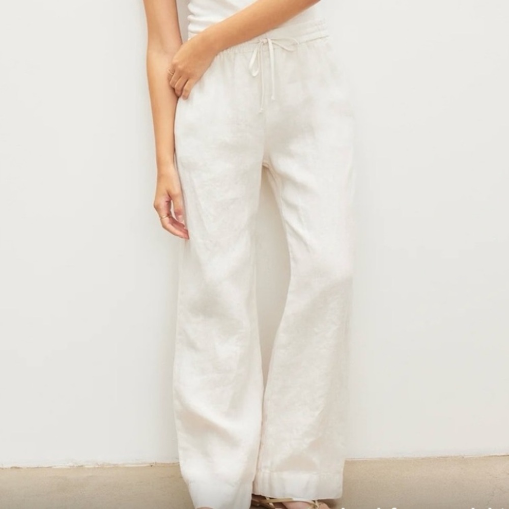 Velvet by Graham and Spencer‎ Linen Pants Cream Drawstring Women's XL - Picture 2 of 9